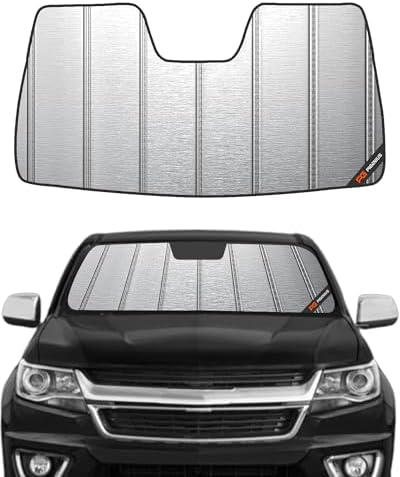Pigenius Windshield Sunshade for Chevy Colorado 2015-2022, for GMC Canyon 2015-2022, Metallic Silver Finish by Pigenius