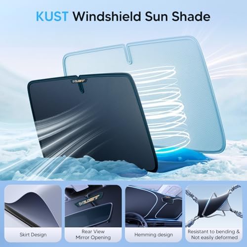 KUST Windshield Sun Shade for 1996-2025 2026 Chevrolet Chevy Express 1500 2500 3500 4500 / GMC Savana Accessories Custom Fit Sunshade Express Foldable Blocks UV Rays Keep Cars Cooler - Image 4