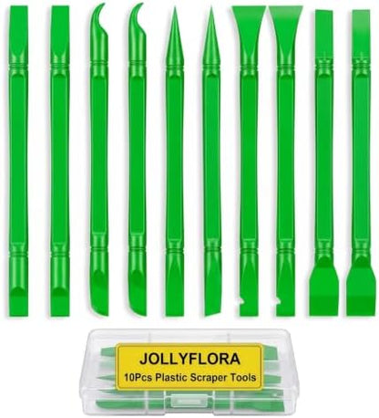 10Pcs Plastic Scraper Tools with Storage Case, Green by JOLLYFLORAOffical