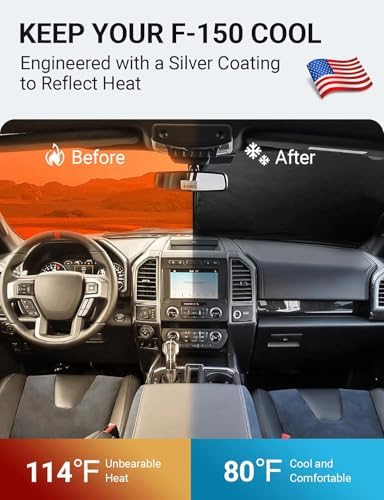 Proadsy Custom Fit 2015-2020 Ford F-150 Windshield Sun Shade, Blocks Heat - Image 2
