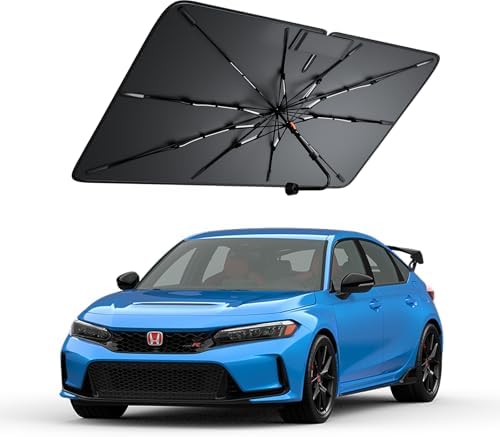 Windshield Sun Shade for Honda Civic 2000–2026, Foldable Umbrella Sunshade with 100% UV Block, Multi-Layer Heat Insulation, Reinforced 10-Rib Frame, Keeps Car Cooler, Summer Car Accessory by Amadaw