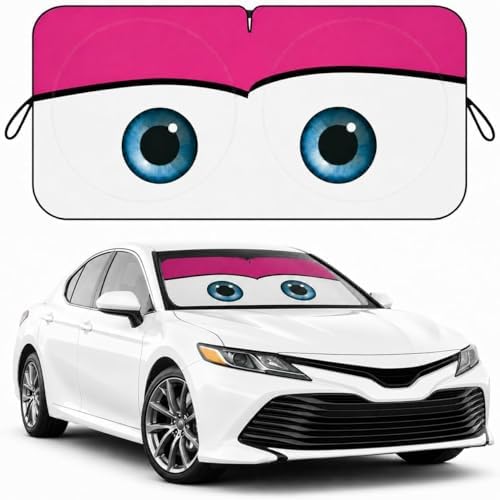 Car Windshield Sun Shade, Universal Fit Midsized Sedan SUV, Cute Pink by eygeufg