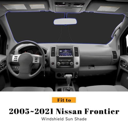 Car Windshield Sun Shade for Nissan 2005-2021 Frontier Accessories (OEM Design) Reflective Foldable Heat Insulation Sunshade for Ultimate Protection - Image 2