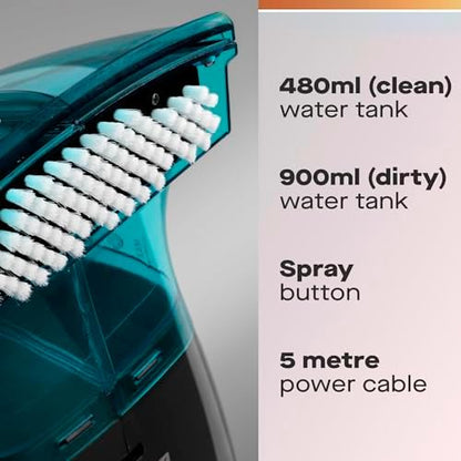 Hausmeister Hydroflex Carpet Cleaner Machine, Upholstery Cleaner Machine for Couch, Car Seats & Pet Stains, 500W Powerful Handheld Deep Cleaner with 3 Brush Heads (Machine + 1 Cleaning Solution) - Image 5