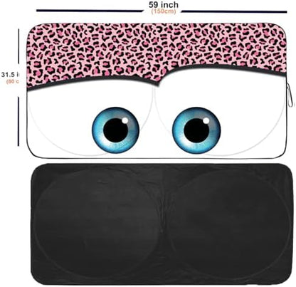 Gven Windshield Sun Shade Car Sun Shade 2026 Pink Car Accessories for Women Car Shades for Front Window Girly Windshield Cover Sunshades for Summer Heat Portection(Pink Leopard, S) - Image 2