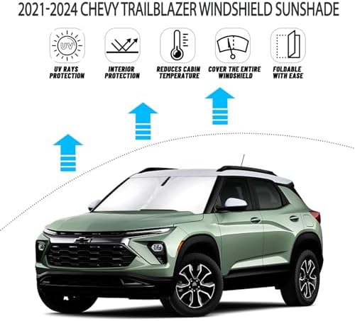 D-Lumina Windshield Sun Shade for 2021-2025 Chevy Trailblazer Accessories, Front Window Sunshade Sun Visor Protector Block UV Rays Heat, Foldable 2 Layers 210T Material - Image 2
