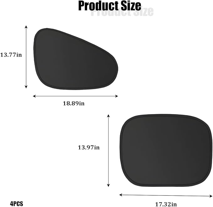 4PCS Car Window Shade, Static Suction Front Rear Side Window Sun Shield Block UV Rays & Heat Glare, Foldable Auto Sunshade Cover for Baby Sleeping, Universal for SUV Van Truck - Image 2