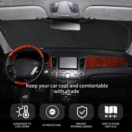 Foldable Windshield Sun Shades for 2021-2023 Nissan Frontier, Sunshade Cover Protector Custom Fit Nissan Xterra Armada Reflector Sun Visor Front Window Shade Cool Car Accessories-(61" x 33.5") - Image 3
