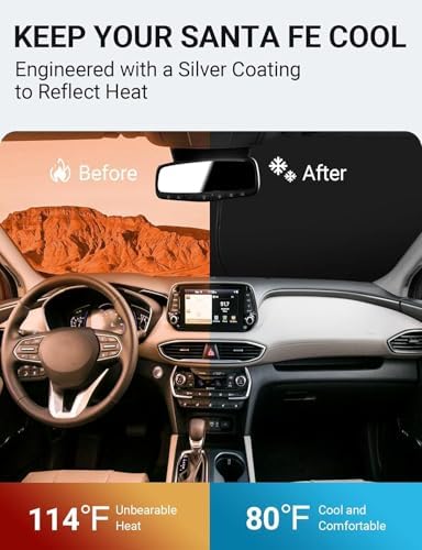 Proadsy Custom Fit Car Windshield Sun Shade for 2019-2023 Hyundai Santa Fe - Image 2