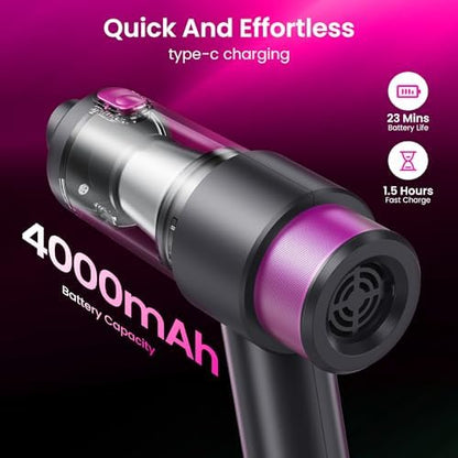Car Vacuum Handheld Vacuum Cleaner, 12000PA Suction, Mini Vacuums with Air Duster and Blower, Portable Hand Held Vacuum for Car, House, Crumbs, Hair (Pink) - Image 3