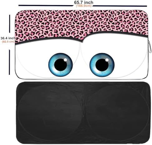 Gven Windshield Sun Shade Car Sun Shade 2025 Pink Car Accessories for Women Shades for Front Window Girly Windshield Cover Sunshades for Summer Heat Portection(Pink Leopard, L) - Image 2