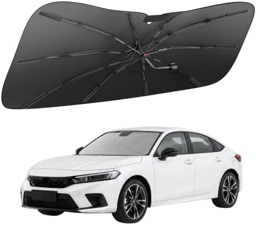 Zanch 2026 Upgraded Windshield Sun Shade Umbrella: Custom Fit for Honda Civic 2016-2025 Front Window Sunshade, Block UV Rays & Keep Car Cool, Precision 1:1 Scan for Civic, No Gaps & No Scratches. by Zanch