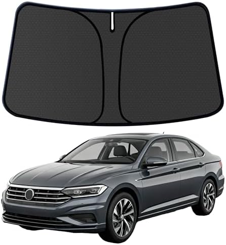 Jetta Windshield Sun Shade for VW Jetta 2019-2025 Blocks UV Rays Accessories,1:1 Custom Foldable Thickened Wear-Resistant Front Window Sunshade Visor,Keeps Your Car Cooler by Achaltiza