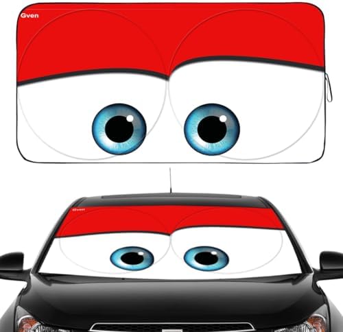 Gven Windshield Sun Shade Universal Fit for Car Window Sunshades Cover Automotive Interior Sun Protector Accessories for Compact& Midsize Sedan,Com& Subcompact SUV,Small Pickup,Wagon(Red, S) by Gven