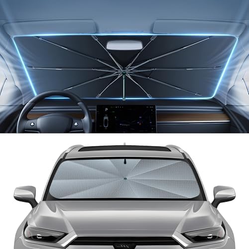 Autorder Windshield Sun Shade Umbrella for 2020-2026 Toyota Highlander Accessories,Upgraded Ice Crystal Material,Easy Setup Umbrella Sunshade for Car Windshield,100% Sun Blocking by Autorder