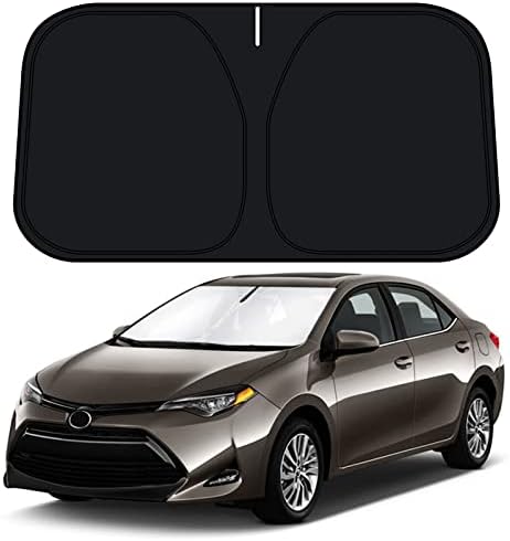 D-Lumina Windshield Sun Shade for 2014 2015 2016 2017 2018 2019 Toyo-ta Corolla Accessories, Front Window Sunshade Sun Visor Protector Block UV Rays Heat, Foldable 2 Layers 210T Material by D-Lumina