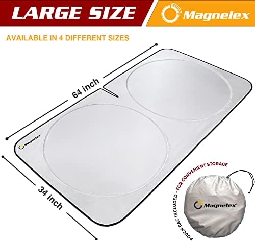 Magnelex Car Windshield Sunshade - Advanced Light-Blocking Protection, Foldable Sun Shade with Mirror Cut-Out Keeps Your Vehicle Cool, Fit for Cars, Trucks, and SUVs - Large (64 x 34 in) - Image 4