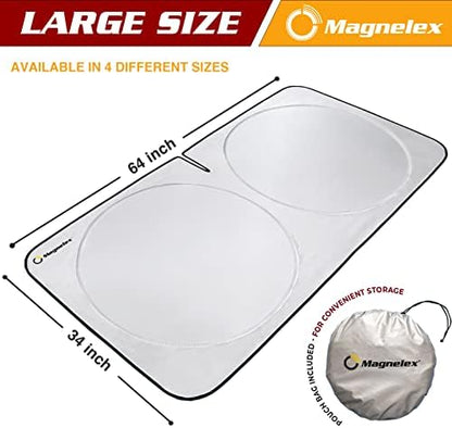 Magnelex Car Windshield Sunshade - Advanced Light-Blocking Protection, Foldable Sun Shade with Mirror Cut-Out Keeps Your Vehicle Cool, Fit for Cars, Trucks, and SUVs - Large (64 x 34 in) - Image 4