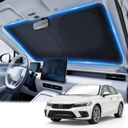 JUSTTOP Windshield Sunshade for Honda Civic 2022-2026 | Easy-Fold Civic Windshield Sun Shade, Car Interior Accessories | 300T Upgraded Heat & UV Reflective Sunshade for Car Windshield by JUSTTOP