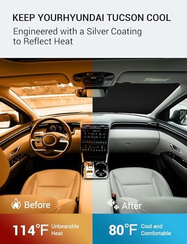 Proadsy Custom Fit Car Windshield Sun Shade for 2022-2026 Hyundai Tucson - Image 3
