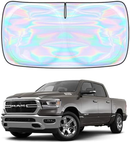Windshield Sun Shade for Dodge Ram 1500 2019-2024 2025 2026-4 Layers Sunshade Compatible with Dodge Ram 1500 Foldable Front Window Sunshade Sun Visor Protector Block UV Rays Keep Your Car Cooler by Unknown