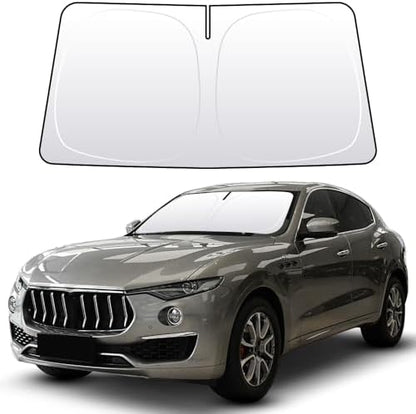 Front Windshield Sun Shade Custom Fit Compatible for Maserati Levante 2017-present Sunshade Foldable UV Ray Reflector Sun Visor Protector Shield Cover Reflective (for Maserati Levante 2017-present) by akarin