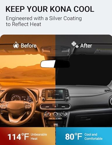 Proadsy Custom Fit 2018-2025 Hyundai Kona Windshield Sun Shade, Blocks Heat - Image 3
