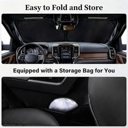 for Dodge RAM 2019-2025 2026 - Sunshade for Ultimate Heat & UV Protection, Foldable Front Windshield Sun Shade for RAM1500 2Dr RegularCab 4Dr QuadCab CrewCab MegaCab Pickup Sun Visor Car Accessories - Image 4