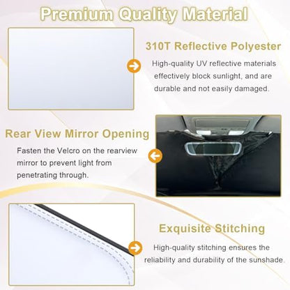 PIMCAR Windshield Sun Shade for 2023-2026 Honda Accord, 310T Reflective Polyester Front Window Sun Visor Blocks UV Rays Foldable Sunshade Honda Accord Accessories - Image 6