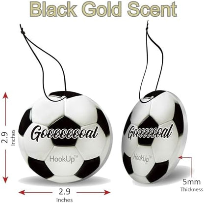 Soccer Car Air Freshener by HookUp - 25 Pack - Black Gold Scent (Extra Strong) | Unique Soccer Gift for Players, Coach, Fans | Hanging Car Accessory with Long Lasting Fresheners Smell - Image 2