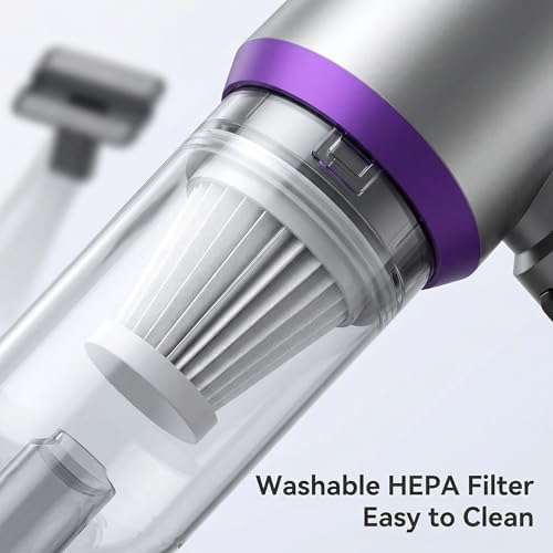 NWDEY Car Vacuum Cleaner High Power 20000Pa – Cordless Handheld Mini Vacuum & Air Duster for Car Detailing, 3-Speed Brushless Motor, 6000mAh Battery (Upgraded Purple) - Image 4