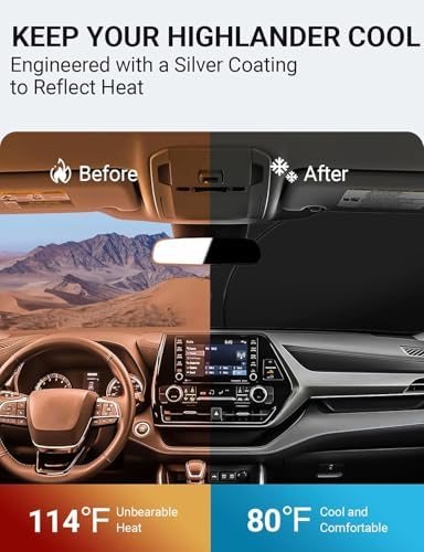 Proadsy Custom Fit Car Windshield Sun Shade for 2020-2026 Toyota Highlander - Image 3