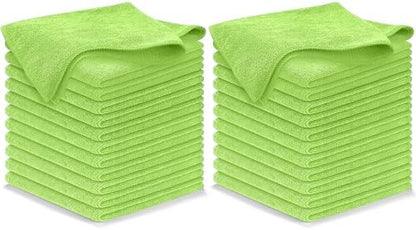 USANOOKS Microfiber Cleaning Cloth Light Green - 24 Pcs 12.5"x12.5" - High Performance - 1200 Washes, Ultra Absorbent Towels Weave Grime & Liquid for Streak-Free Mirror Shine - Car Washing Cloth by USANOOKS