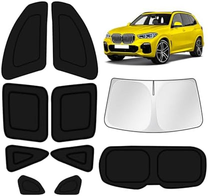 KUST Car Window Shades for BMW X5 2019-2025 Windshield Sun Shade Side Window Cover UV Block Privacy Protection Accessories for Camping Blackout Rear Back Full Set 10PCS by KUST