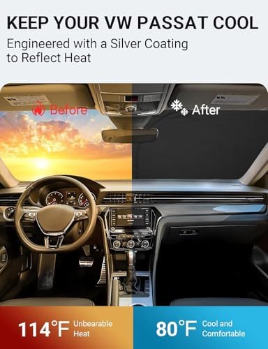 Proadsy Custom Fit Car Windshield Sun Shade for 2012-2022 Volkswagen Passat - Image 2