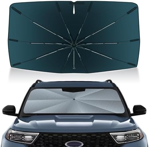 Autorder Windshield Sun Shade Umbrella for 2020-2026 Ford Explorer Accessories,Upgraded Ice Crystal Material,Easy Setup Umbrella Sunshade for Car Windshield,100% Sun Blocking by Autorder