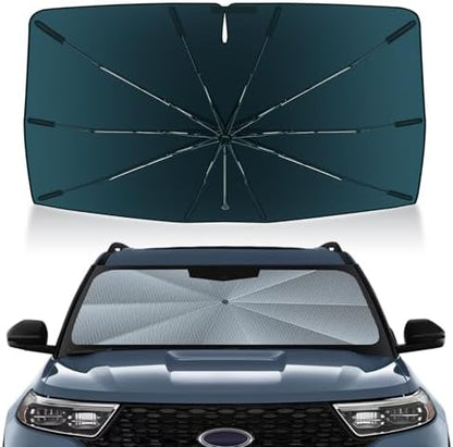 Autorder Windshield Sun Shade Umbrella for 2020-2026 Ford Explorer Accessories,Upgraded Ice Crystal Material,Easy Setup Umbrella Sunshade for Car Windshield,100% Sun Blocking by Autorder