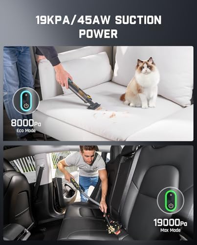 Fanttik Slim V8 APEX Cordless Car Vacuum & Air Duster, 4-in-1 Portable Mini Vacuum with 19000pa Suction Power for Pet Hair, Type-C Charge, One-Touch Empty for Car, Office Desk, Keyboards (Gray) - Image 2