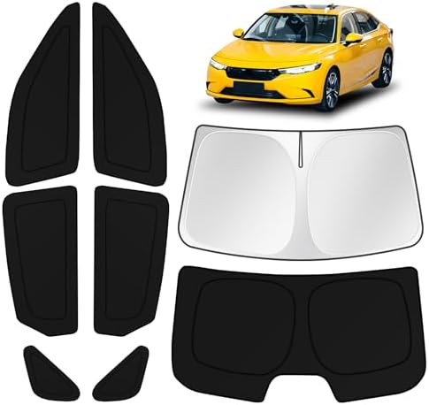 KUST Car Window Shades for Honda Civic 2022-2025 2026 Windshield Sun Shade Side Window Cover UV Block Privacy Protection Accessories for Camping Blackout Rear Back Full Set 8PCS by KUST