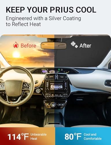 Proadsy Custom Fit 2016-2022 Toyota Prius Windshield Sun Shade, Blocks Heat - Image 2