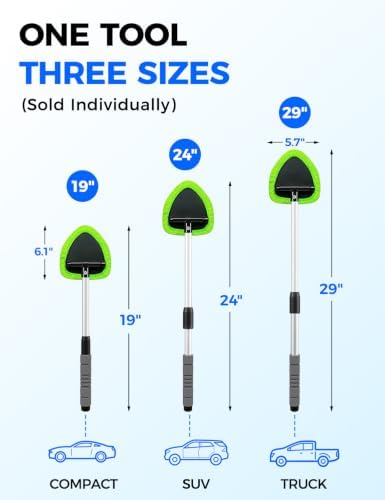 XINDELL 24-inch Windshield Cleaner Tool – Upgrade Large Head Car Interior&Exterior Window Cleaning Kit with Extendable Handle & 4 Microfiber Pads, Auto Wiper Brush for Car, Trucks, SUVs, RVs & Home - Image 3