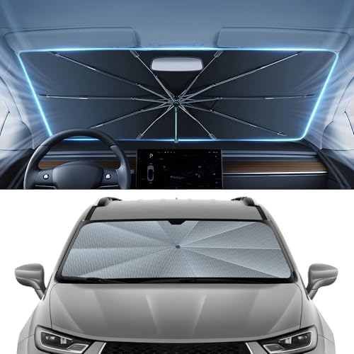 Autorder Windshield Sun Shade Umbrella for 2017-2025 2026 Chrysler Pacifica Minivan Accessories,Upgraded Ice Crystal Material,Easy Setup Umbrella Sunshade for Car Windshield,100% Sun Blocking by Autorder