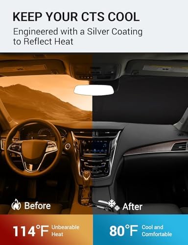 Proadsy Custom Fit 2014-2019 Cadillac CTS Windshield Sun Shade, Blocks Heat - Image 3