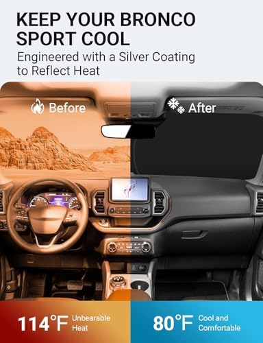Proadsy Custom Fit Car Windshield Sun Shade for 2021-2026 Ford Bronco Sport - Image 3