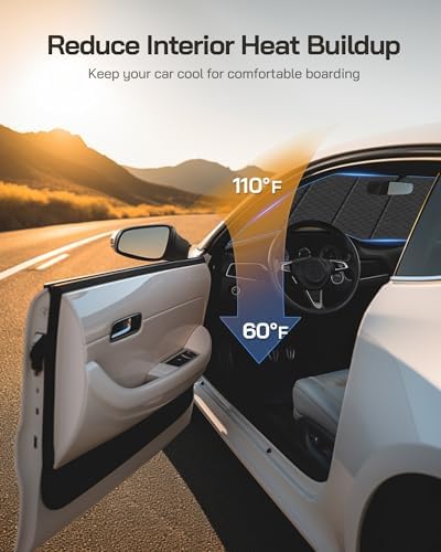 Pigenius Windshield Sun Shade for Toyota Tacoma 2018-2023, Custom Front Window Sunshade- Leather - Image 4