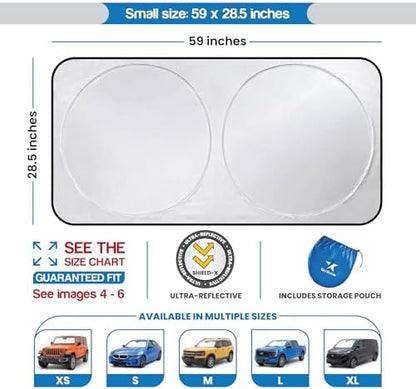 EzyShade Car Windshield Sun Shade. See Vehicle Size-Chart. Small (S) Size - Image 3