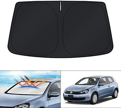 KUST Windshield Sun Shade for Volkswagen VW Golf/Rabbit/GTI/R32 MK6 5K 2009-2014 Accessories Custom Fit Sunshade Foldable Sun Visor Protector Blocks UV Rays Keep Your Car Cooler by KUST