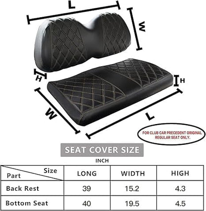 NOKINS Golf Cart Diamond Vinyl Seat Covers Fits Club Car Precedent 2004-UP | OEM Standard Front Seat Cushion,No Nails Required - Image 5