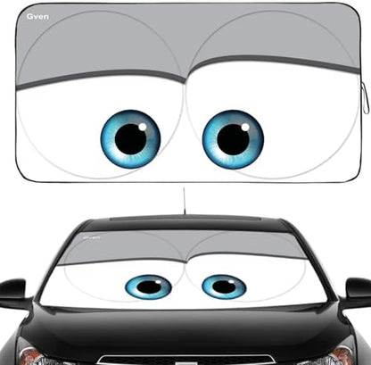 GVEN Windshield Sun Shades Car Sun Shade Protector Blocks UV Rays for Full-Size Sedan & SUV, Mid-Size SUV, Sports Cars, Wagon and Mid-Size Pickup Truck Car Accessories (Eyes-Grey, L) by Gven