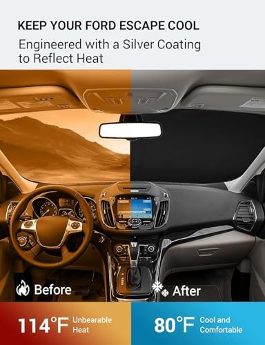 Proadsy Custom Fit 2013-2019 Ford Escape Windshield Sun Shade, Blocks Heat - Image 3